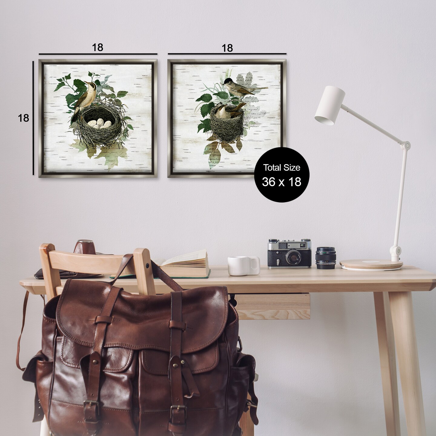 Stupell Industries Rustic Vintage Bird Nests 2pc Floating Frame Set Design by Susan Arnot