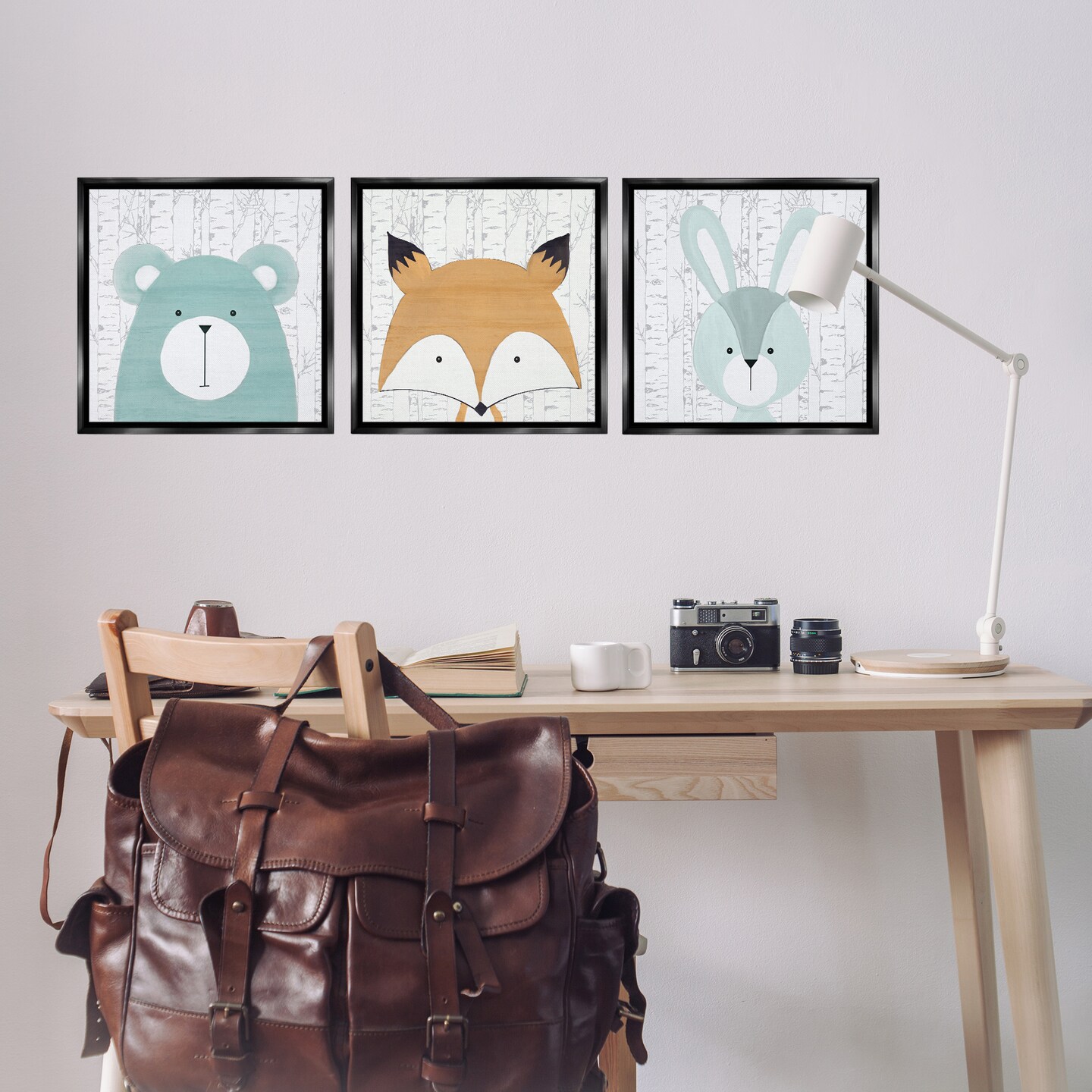 Stupell Industries Whimsical Woodland Nursery Animals 3pc Floating Frame Set Design by Kim Allen