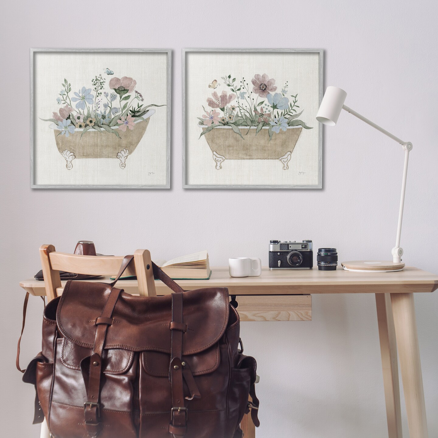 Stupell Industries Rustic Florals in Bathtubs 2pc Framed Giclee Set Design by Tava Studios