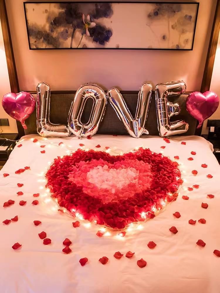 2200 PCS Artificial Fake Rose Petals for Wedding, Romantic Night for Her/Him Set, Engagement, Flower Decorations, Event, Party, in Bulk