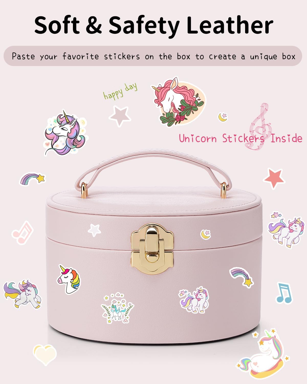 Musical Jewelry Box for Girls, Small Kid Music Box with Ballerina for Birthday Bedroom Decor, Gifts for Girls Kids - Light Pink