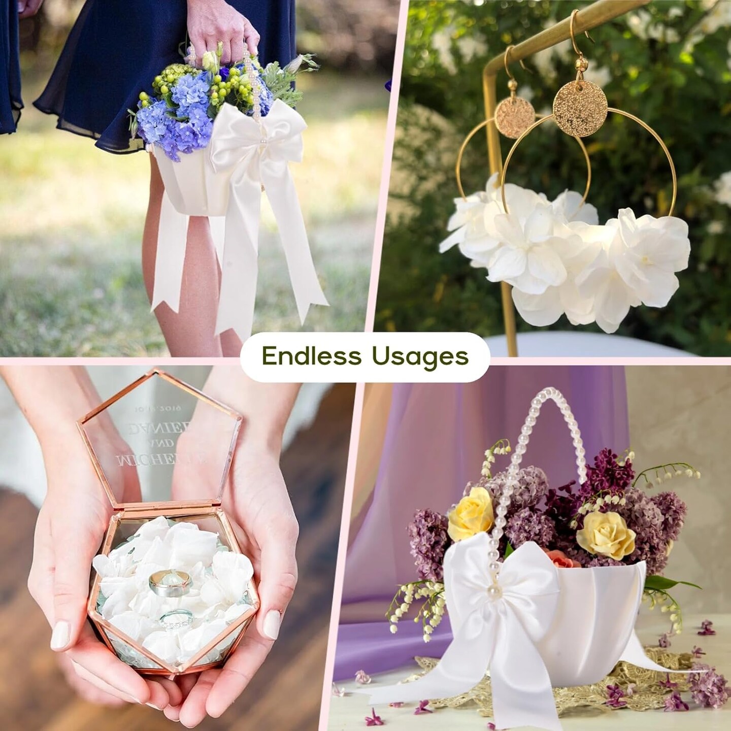 Flower Girl Basket White Real Dried Flower Petals Set - 1.06oz Ivory Natural Dried Hydrangea Flower Petals