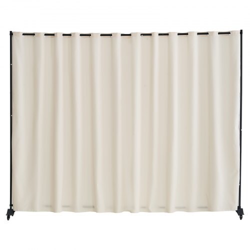 Polyester Fabric Carbon Steel Room Divider with Wheels & Privacy Curtain