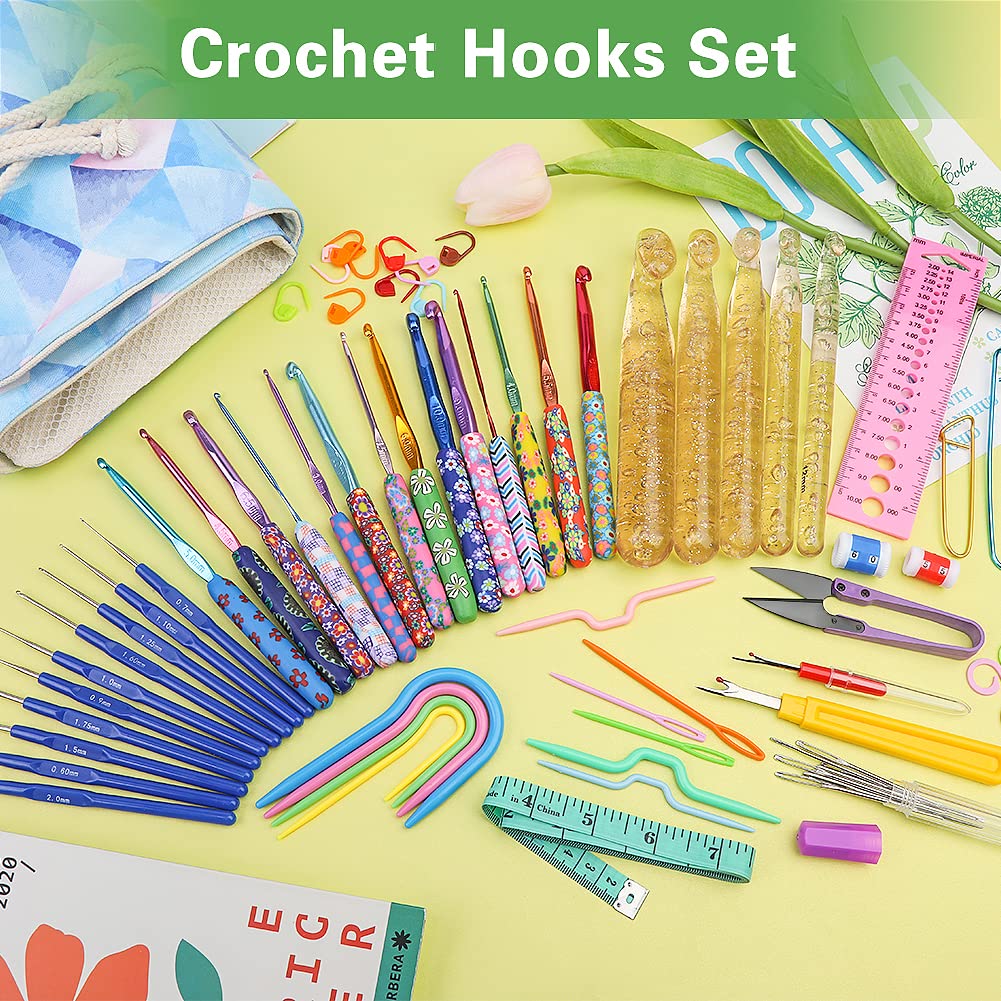 116 PCS Crochet Hooks Sets, Ergonomic Crochet Hooks Kits with Storage Bag and Crochets Needle Accessories, DIY Crochets Needles Kit for Beginners and Experienced Crochet Hook Lovers