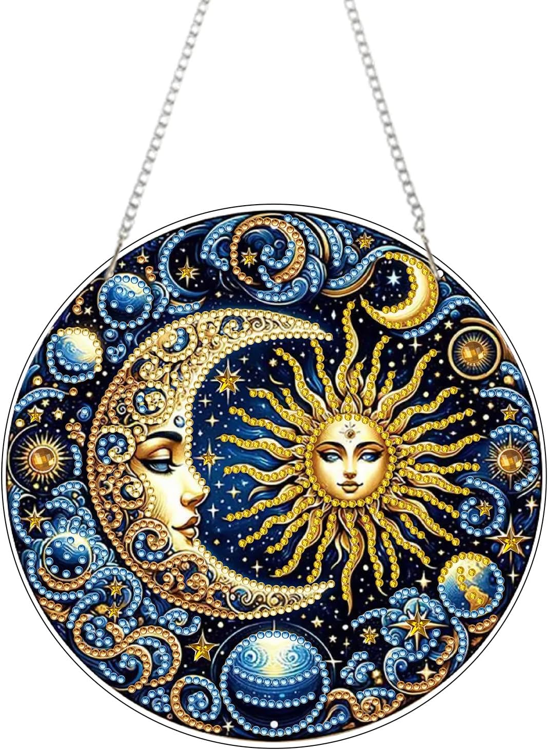 Sun and Moon 5D Diamond Art Hanging Kit – Double-Sided Special-Shaped Rhinestone DIY Acrylic Pendant, Home & Garden Wall Ornament for Adults