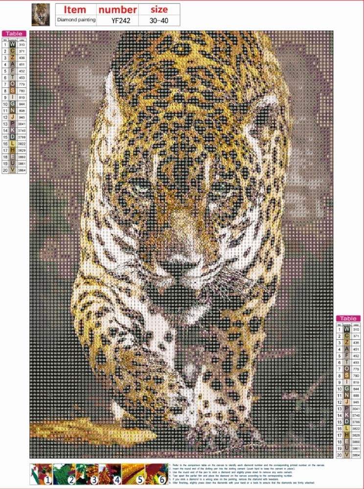 5D DIY Diamond Art Painting Kits for Adults Full,Leopard Full Drill Embroidery Paintings Rhinestone Pasted DIY Painting Cross Stitch Arts Crafts for Home Wall Decor 11.8&#xD7;15.8Inches