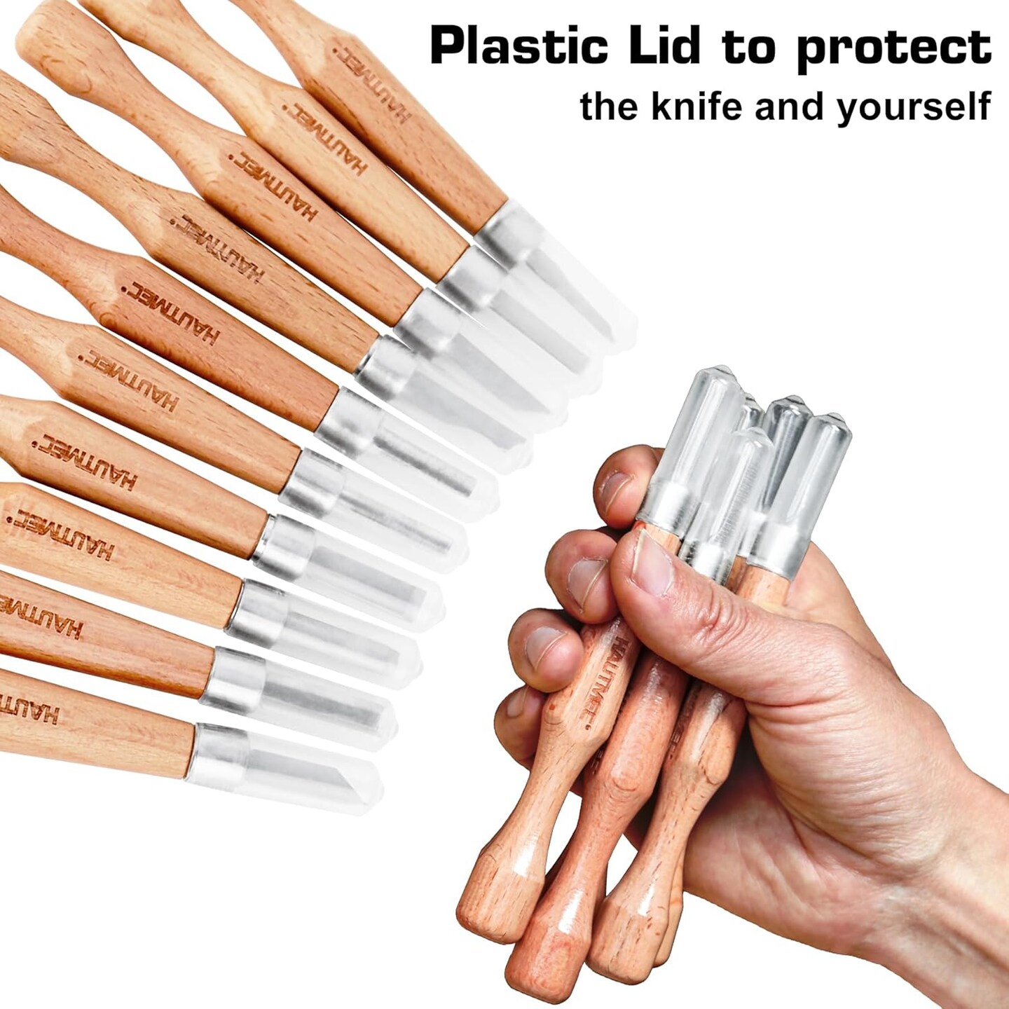 Wood Carving Tool Set - 10 PCS Hand Carving Knives and Chisels for DIY Sculpture Carpenter Experts & Beginners, HT0391