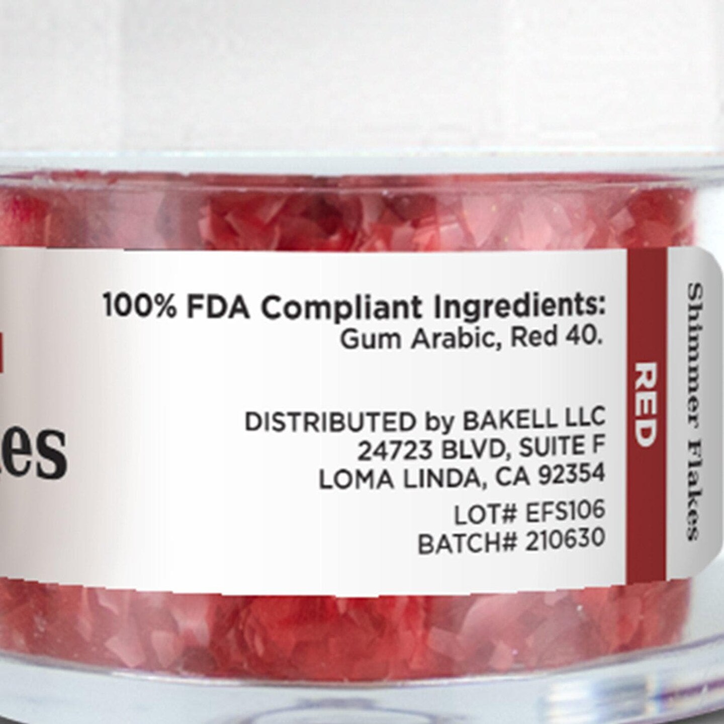 Red Edible Shimmer Flakes 4 Gram Jar