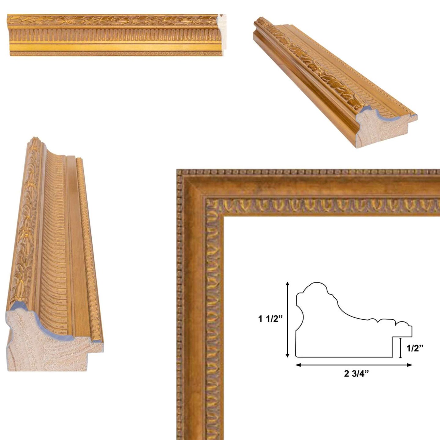 Wide Colosseum Gold Leaf Scoop Picture Frame 24x36 frame