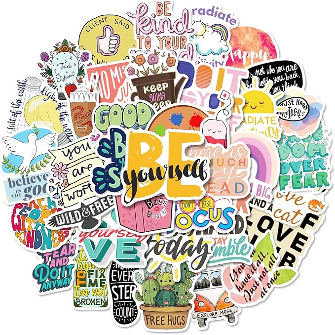 200PCS Motivational Stickers, Inspirational Positive Affirmation Stickers for Water Bottles, Laptop and Office/School Supplies, Vinyl Waterproof Sticker Suitable for Adults, Teens, and Teachers