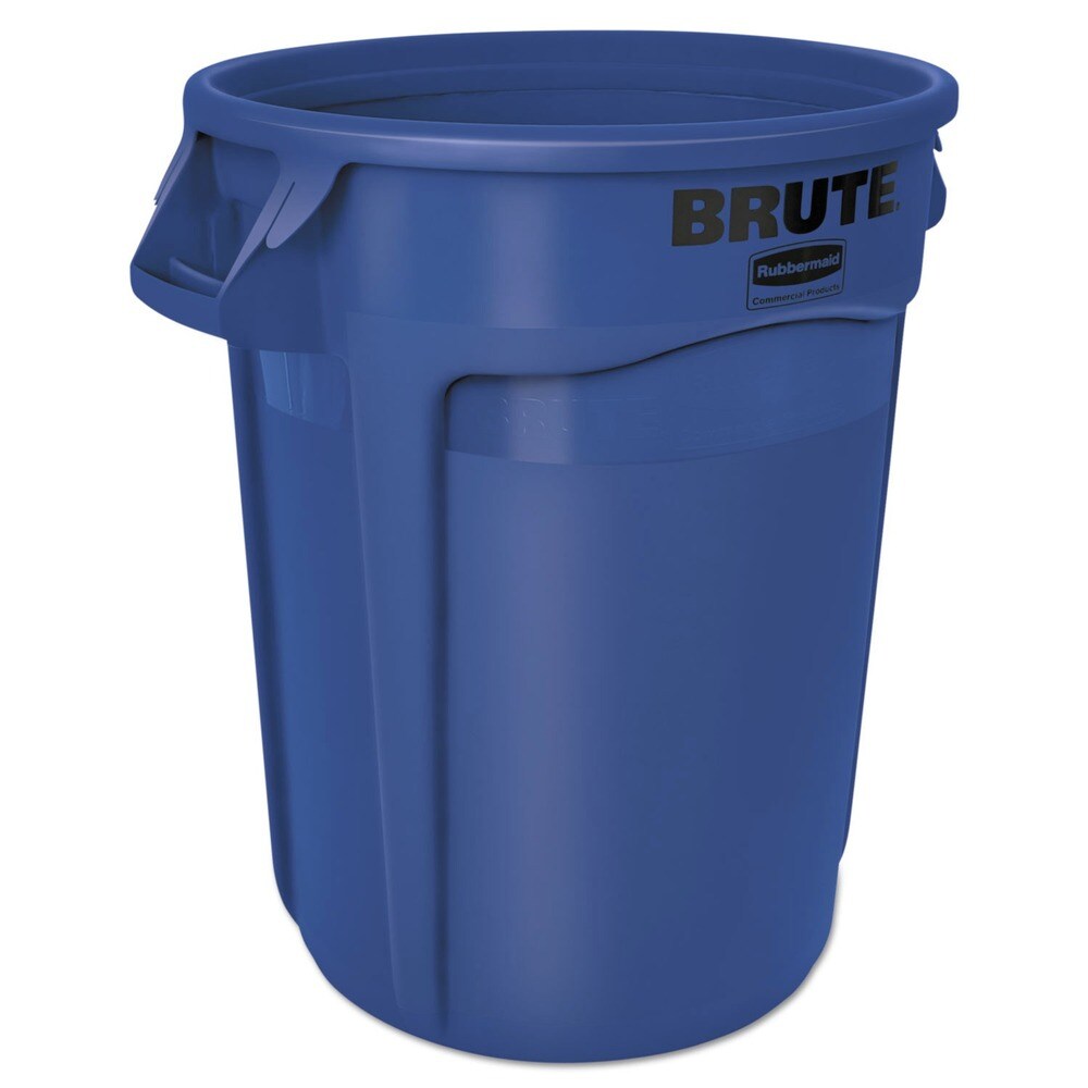 Rubbermaid Commercial 32 Gallon Plastic Vented Round Brute Container - Blue