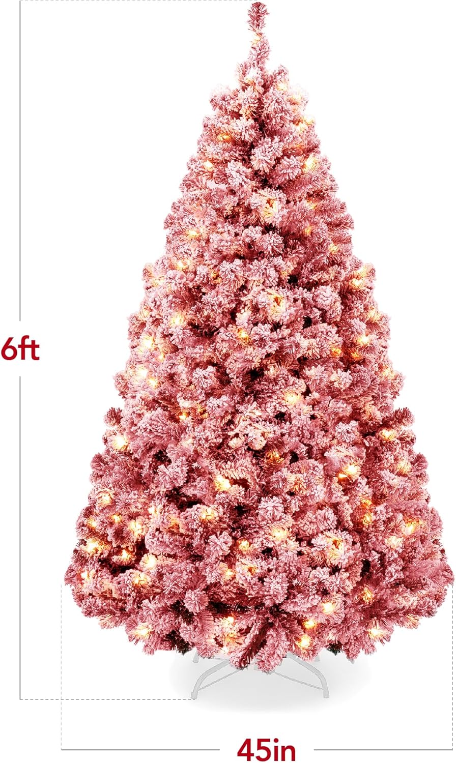 Snow Flocked Christmas Tree Full Pine with 250 White & Multicolor LED Lights, 928 Tips & Foot Switch Control