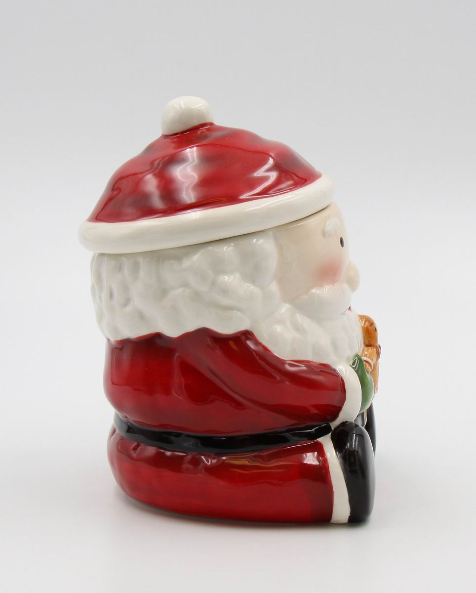 Ceramic Santa With Gingerbread Man Candy Jar, Home D&#xE9;cor, Gift for Her, Gift for Mom, Kitchen D&#xE9;cor, Christmas D&#xE9;cor