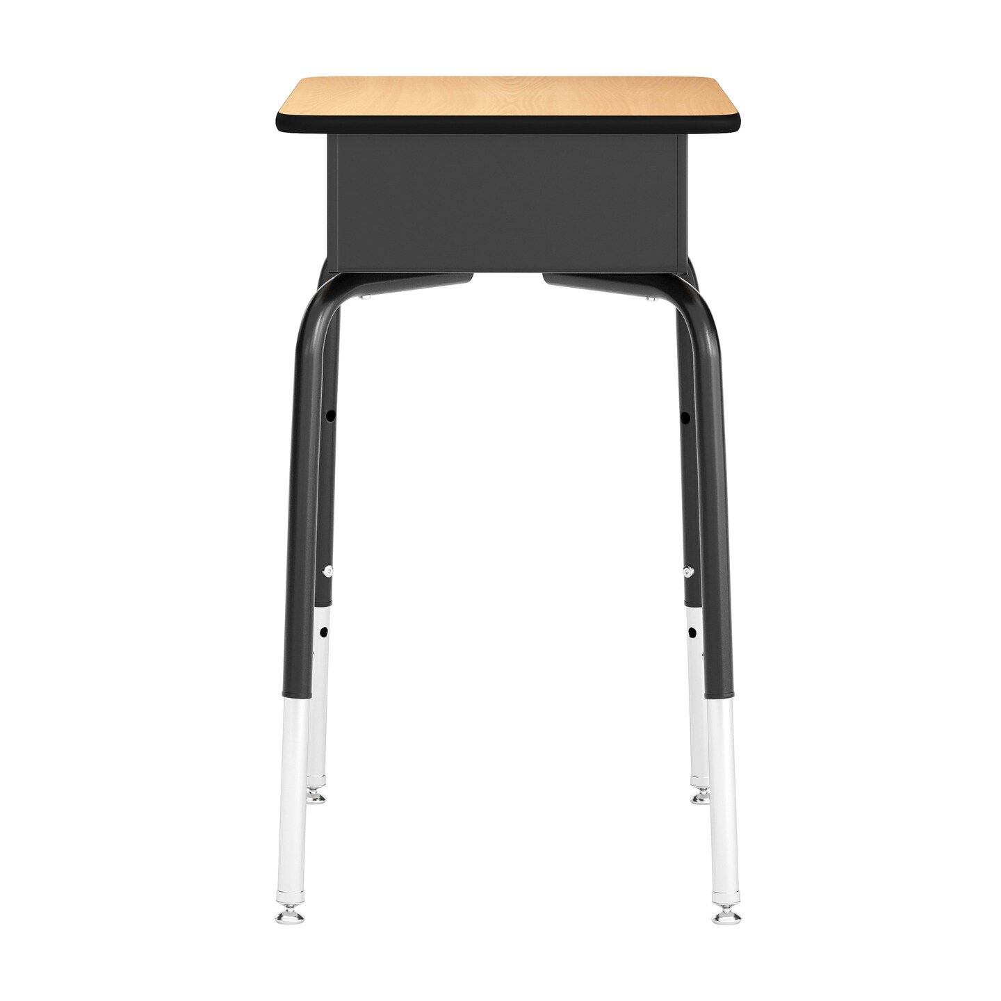 Emma and Oliver Jacobs Desk/Chair Set with Metal Open Front Storage Box, Desktop, Metal Frame and Stackable Flex Comfort Classroom Chair