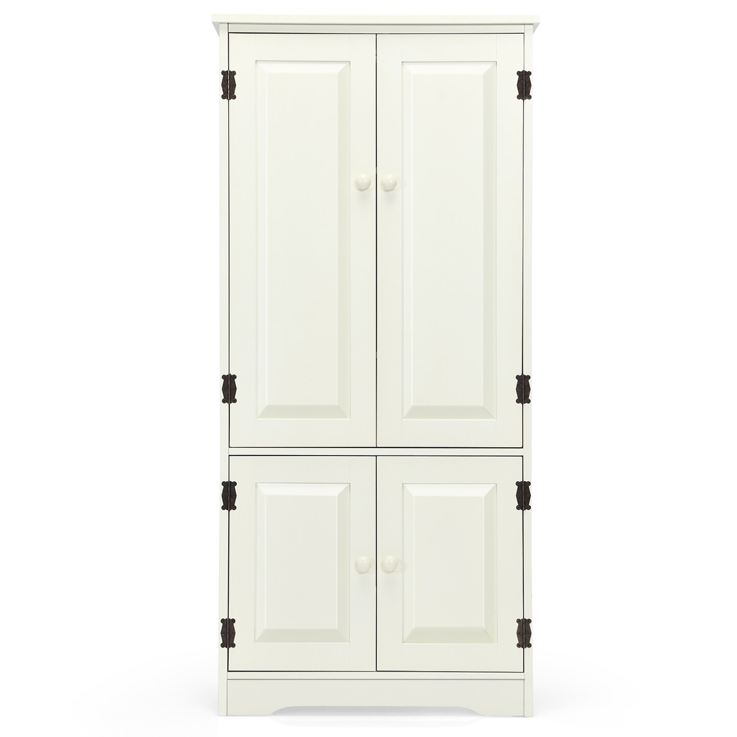 Costway Accent Floor Storage Cabinet W/ Adjustable Shelves Antique 2-Door