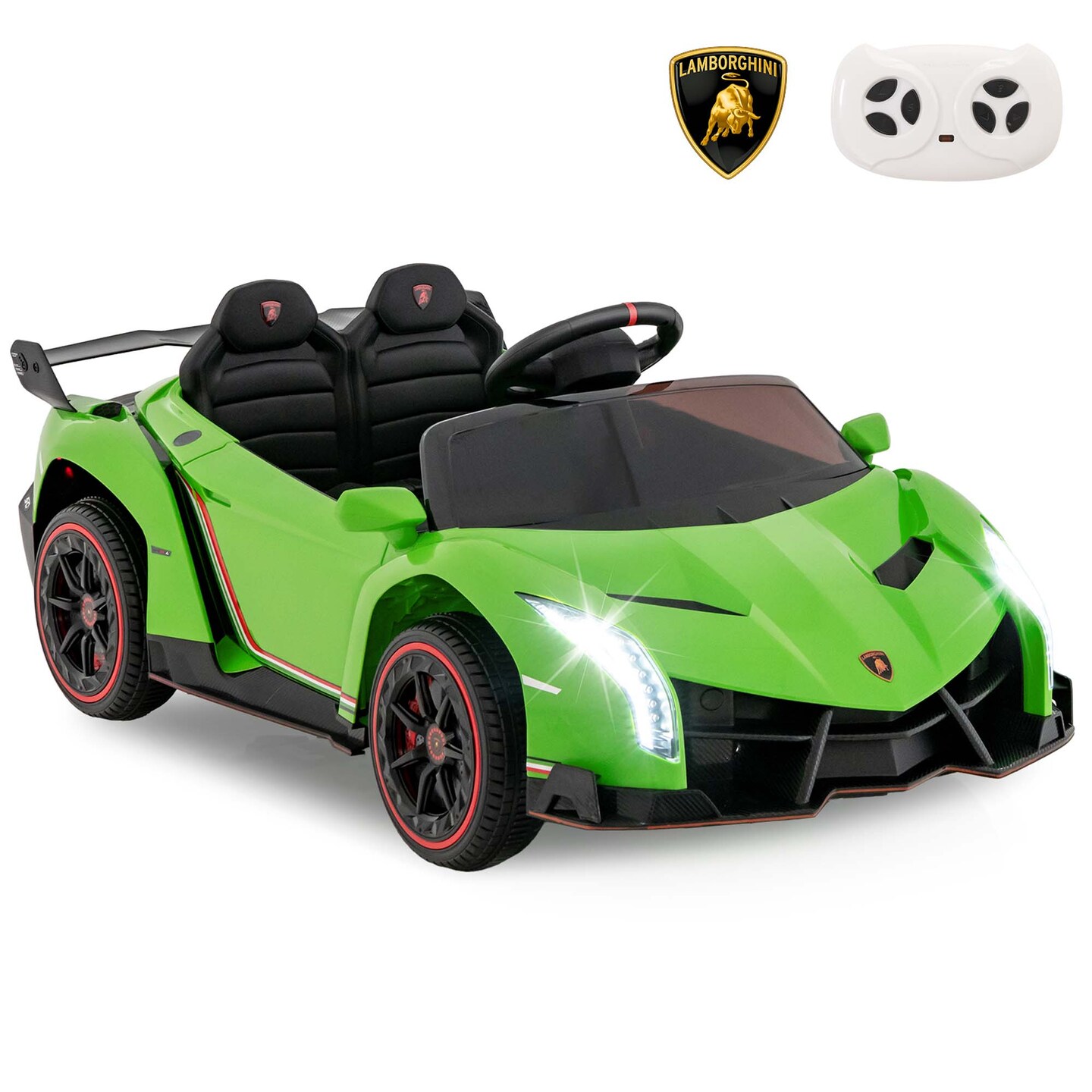 Costway Licensed Lamborghini 4WD Kids Ride-on Sports Car 12V Battery Powered 2.4G Remote Pink/White/Green/Black/Red