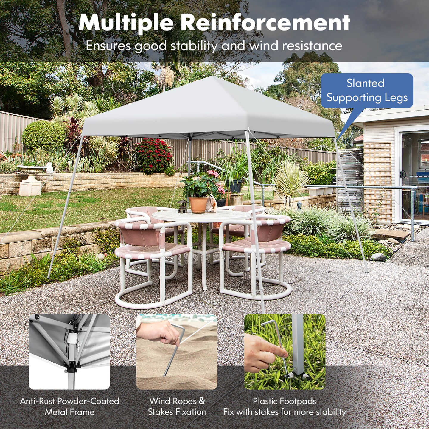 Costway 10x10ft Patio Outdoor Instant Pop-up Canopy Slanted Leg UPF50+ Sun Shelter