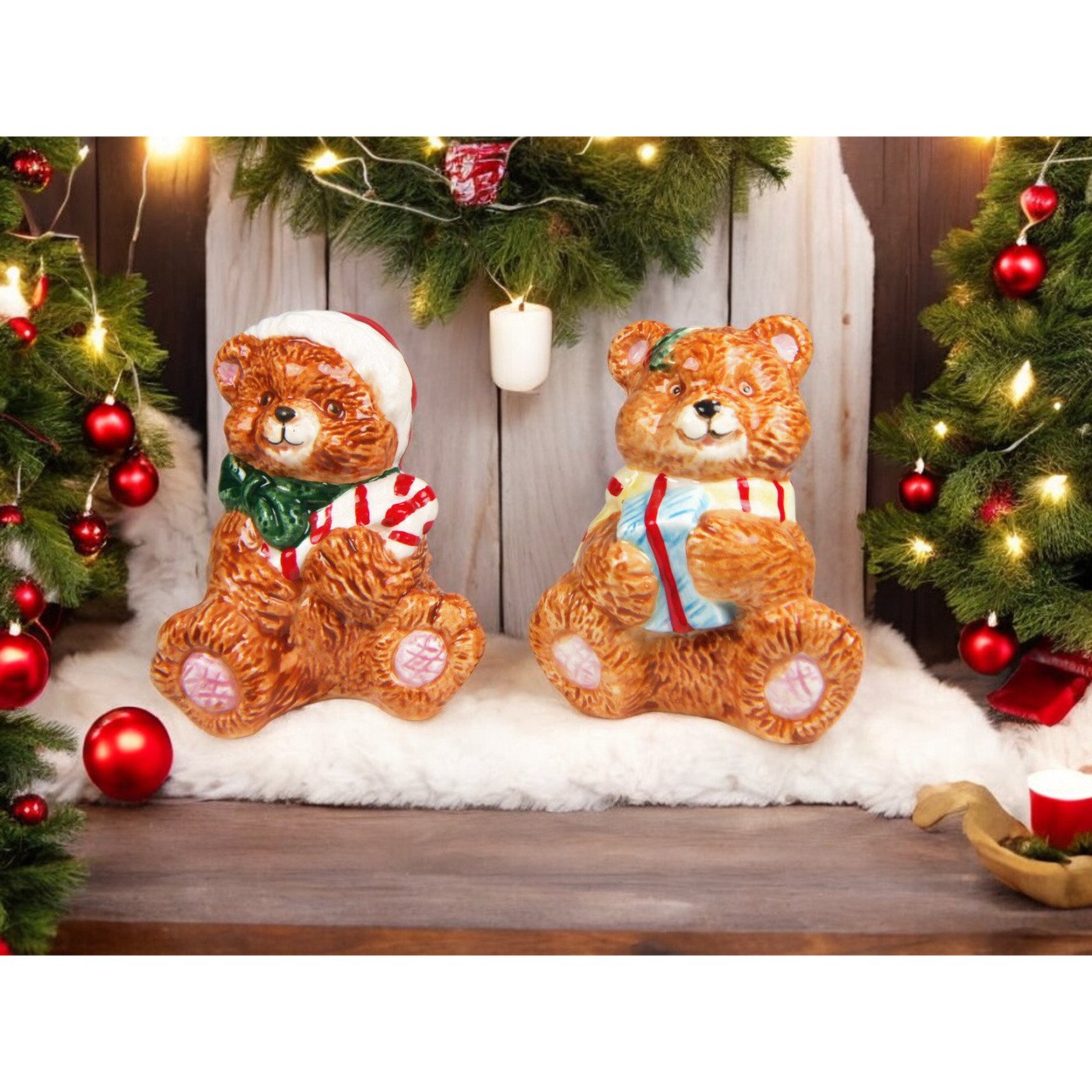 Vintage Ceramic Teddy Bear Salt And Pepper Shakers