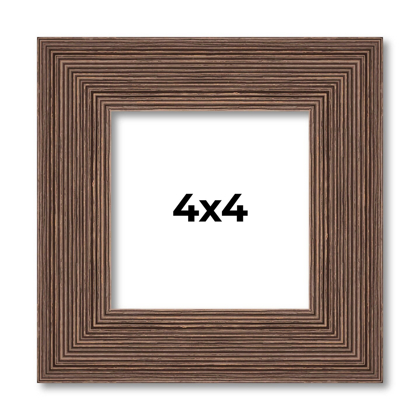 4x4 Wide Barnwood Picture Frame with UV-Resistant Acrylic & Acid Free Backing, Available in 6 Paint Finishes - Grey, Brown, White, and Black