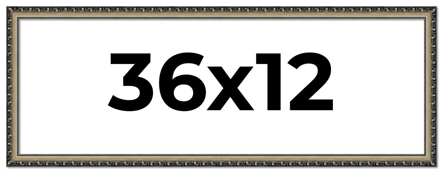 36x12 Solid Wood Antique Picture Frame with UV-Resistant Acrylic &#x26; Acid-Free Backing, Available in 4 Finishes: Bronze, Gold, Silver, and Gold with Black