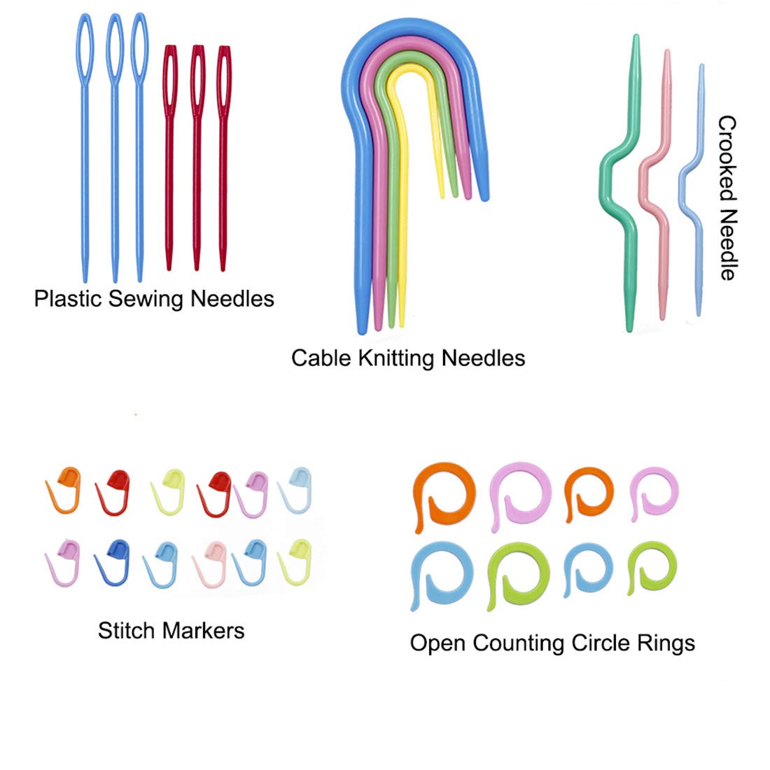 91 Pieces Complete Knitting and Crochet Accessories,Knitting Supplies Kit with Knitting Stitch Markers Plastic Sewing Needles Cable Needles for Knitting Sewing Kit