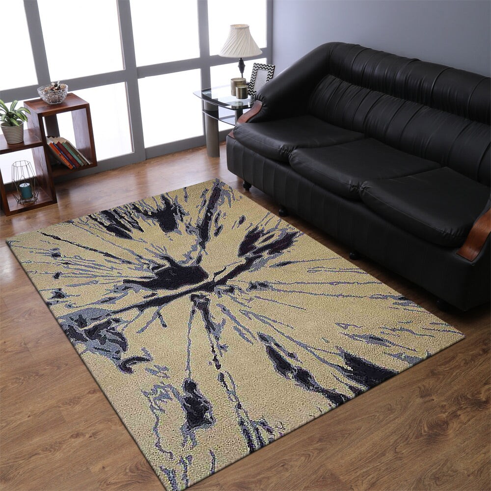 Hand Tufted Wool Area Rug 5X8 Beige Modern Abstract K00938 Eco-Friendly