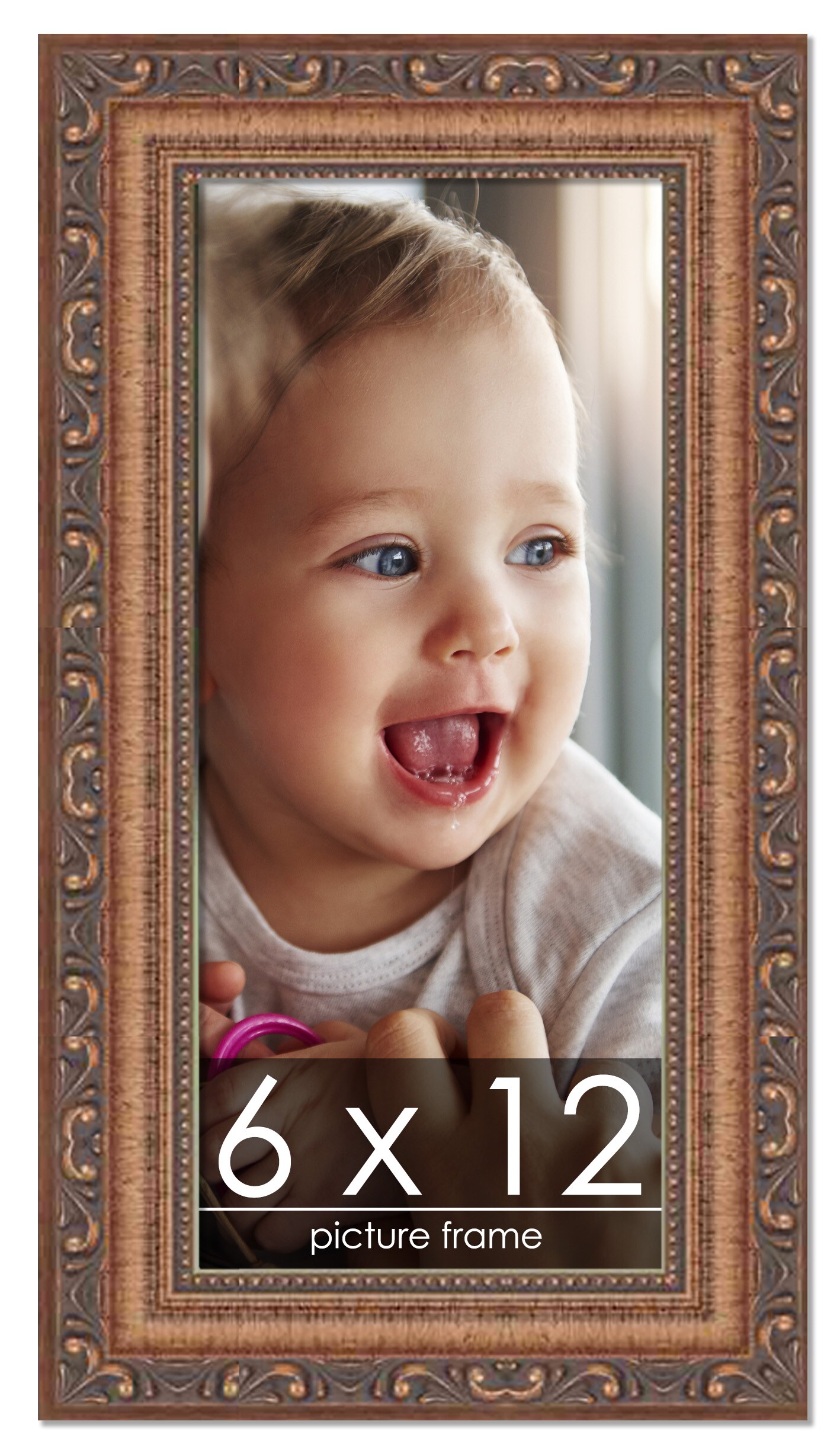 6x12 Museum-Quality Picture Frame with UV-Resistant Acrylic & Acid-Free Backing, Available in 4 Finishes - Gold, Silver, Bronze, and Black