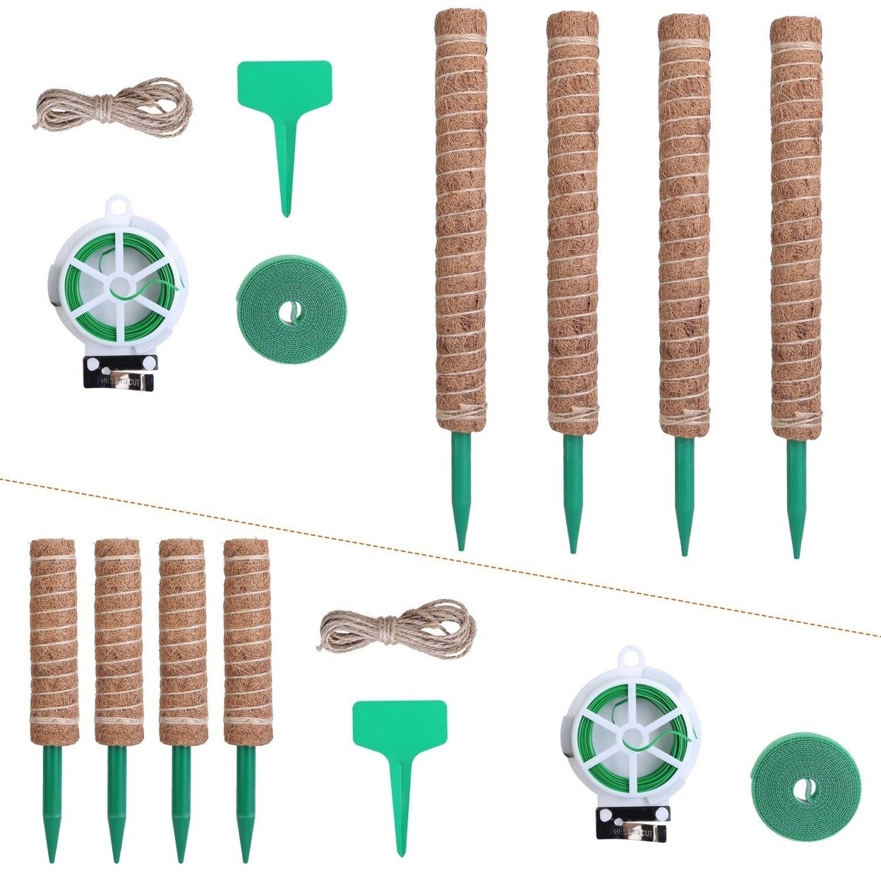 4Pcs Coco Coir Extendable Moss Pole For Climbing Plants Plant Support