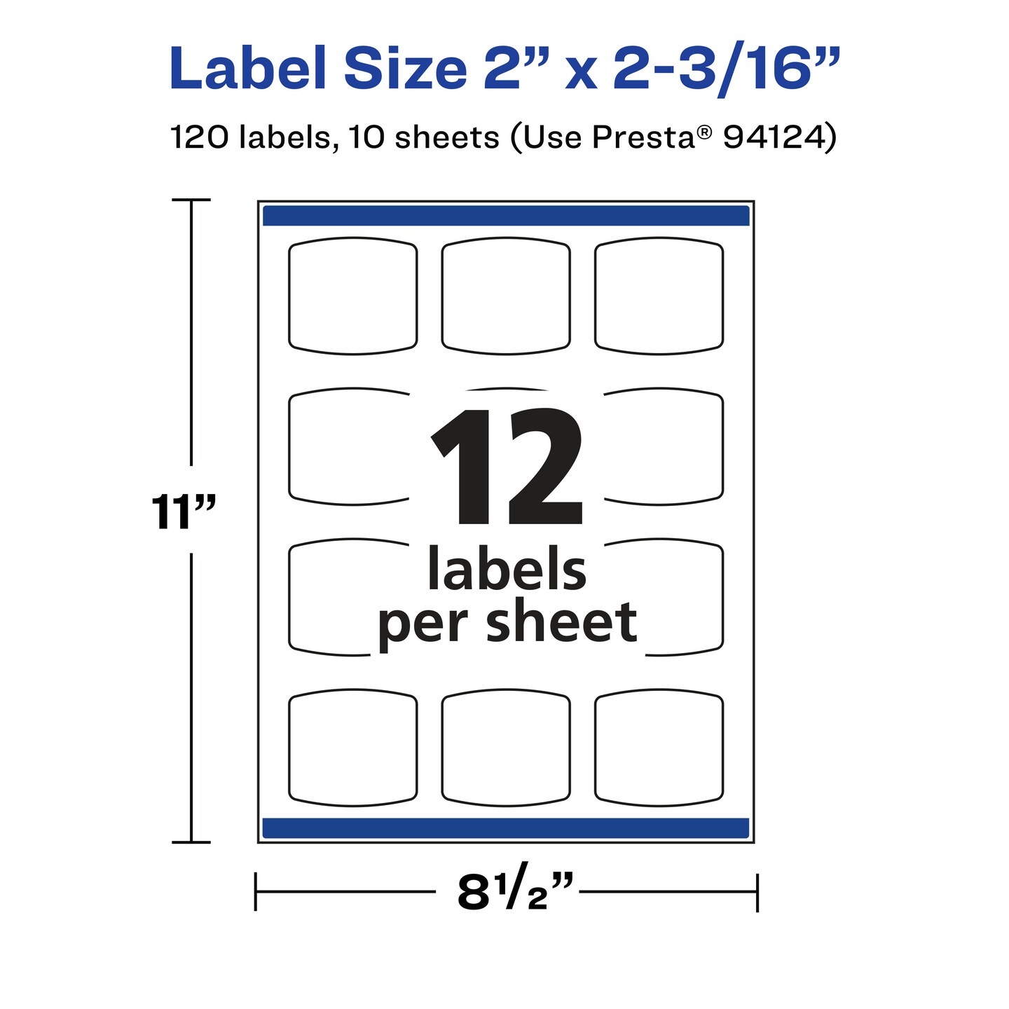 Avery Glossy Clear Arched Square Labels with Sure Feed, 2&#x22; x 2-3/16&#x22;