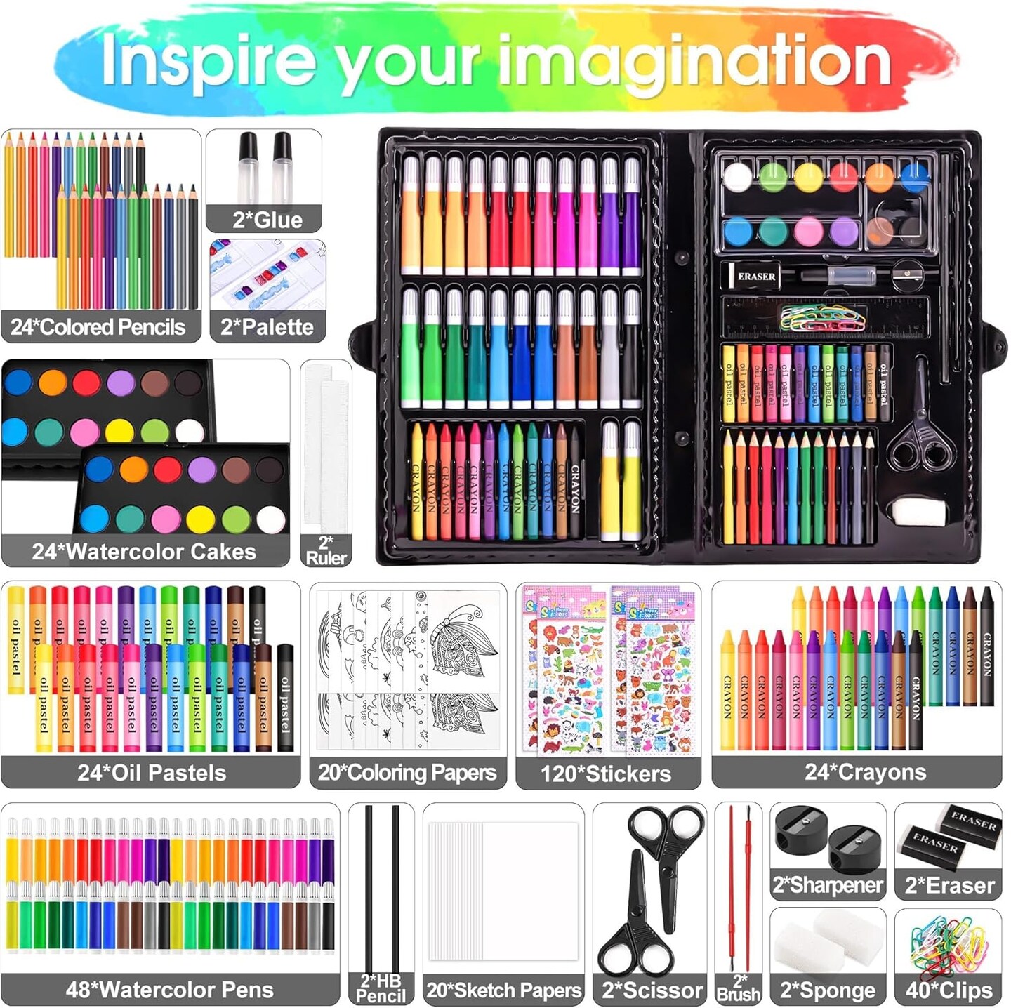 2 Pack Art Kit, Drawing Painting Art Supplies for Kids Girls Boys Teens