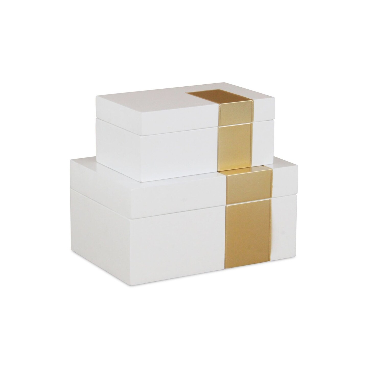 Acsent Box Contemporary Home Living Wooden Accent Boxes with Decorative Band - 10 ...