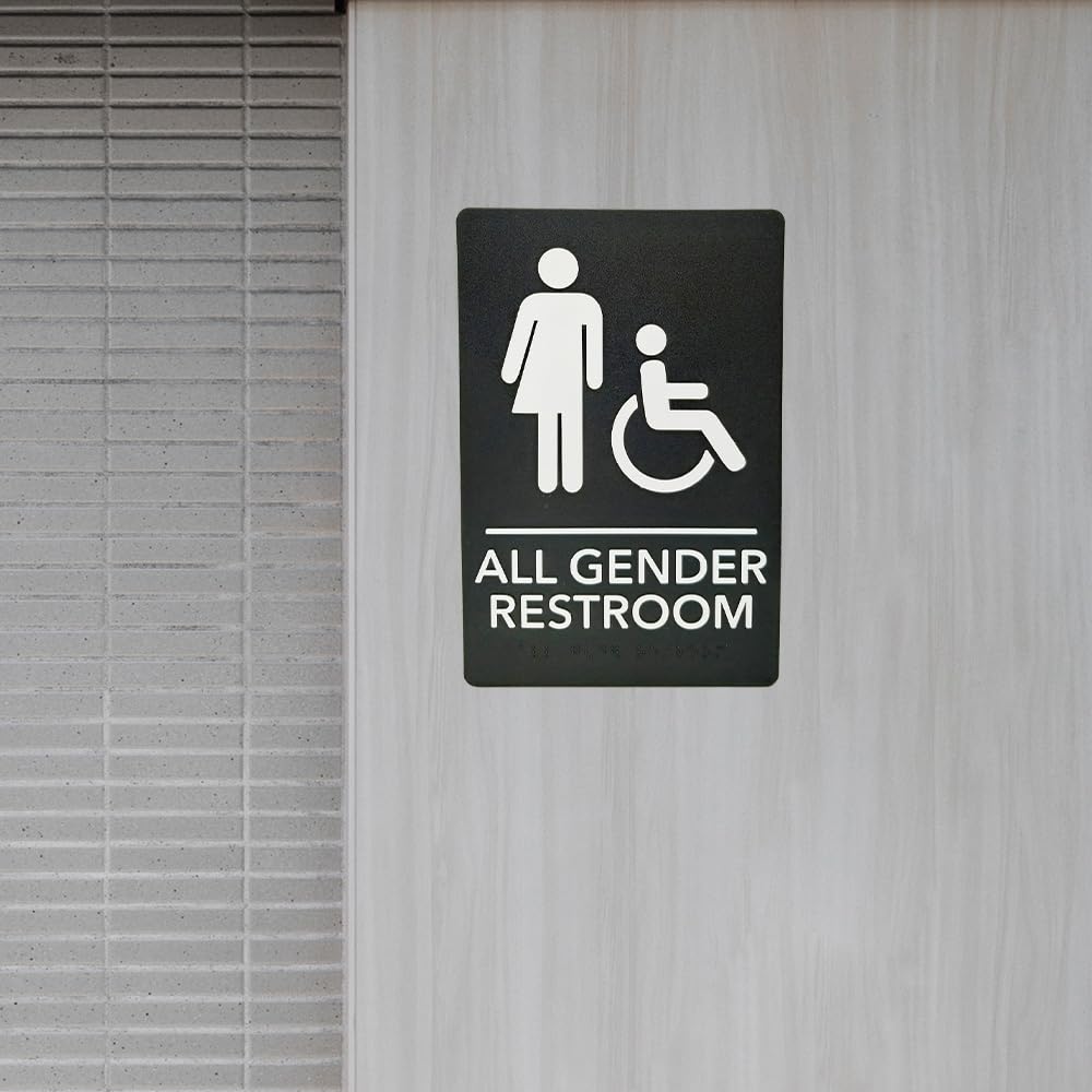 ADA-Compliant Wayfinding Signs – Durable, Non-Glare, Scratch-Resistant & Ready to Install. Featuring Grade 2 Braille & Raised Tactile Text, These Premade Signs Ensure Easy Compliance for Businesses 2 Pack