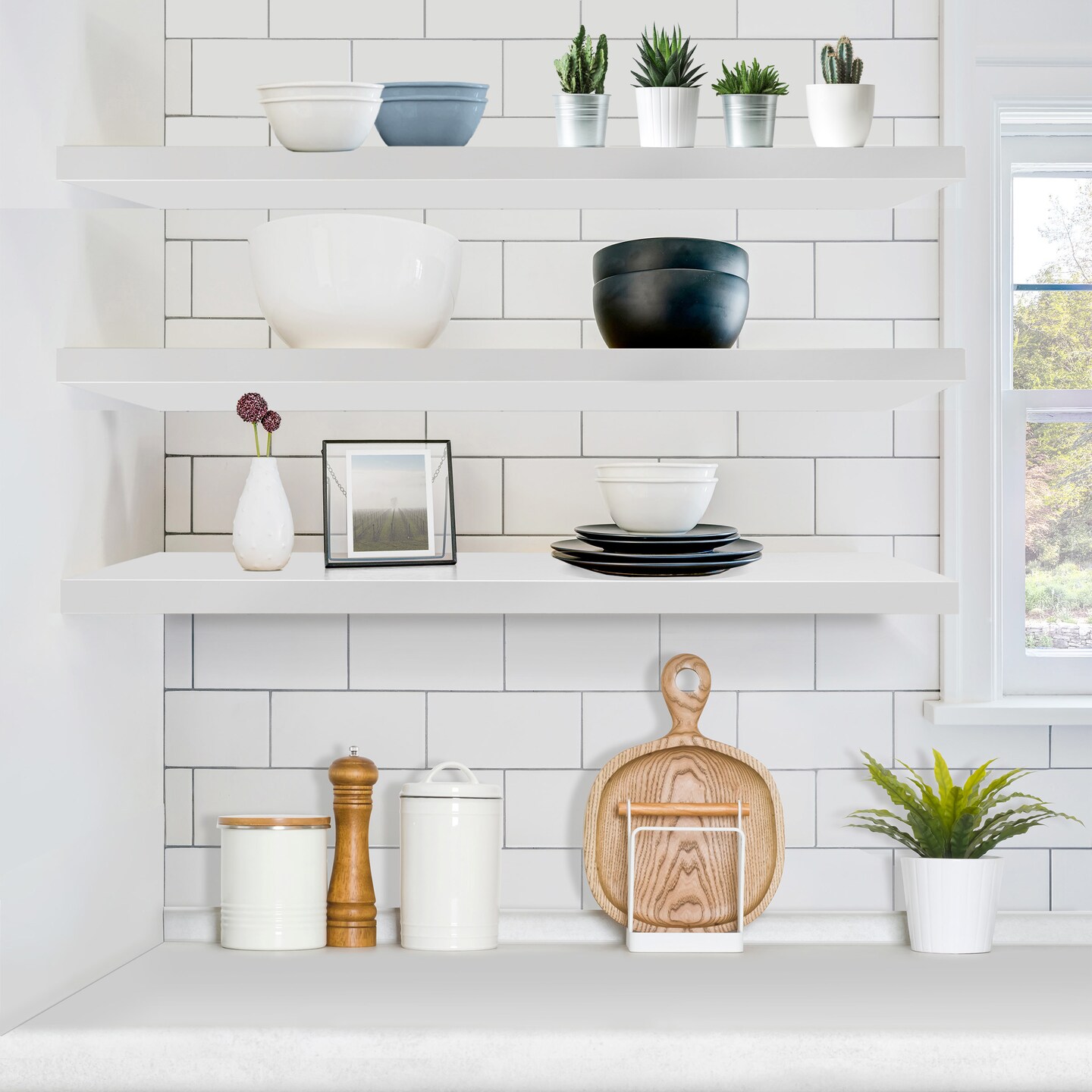 Sorbus 3 Pack Extra Long Floating Shelves for Wall, Large Floating Shelves for Bedroom, Kitchen, Living Room, Bathroom Shelves, Farmhouse Home Decor - 47 x 9.25 Inch Wall Mounted Floating Shelves for Wall
