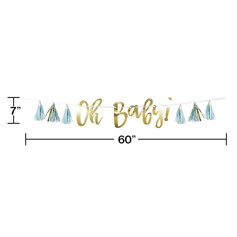 Blue &#x26; Gold Oh Baby Tassel Banner