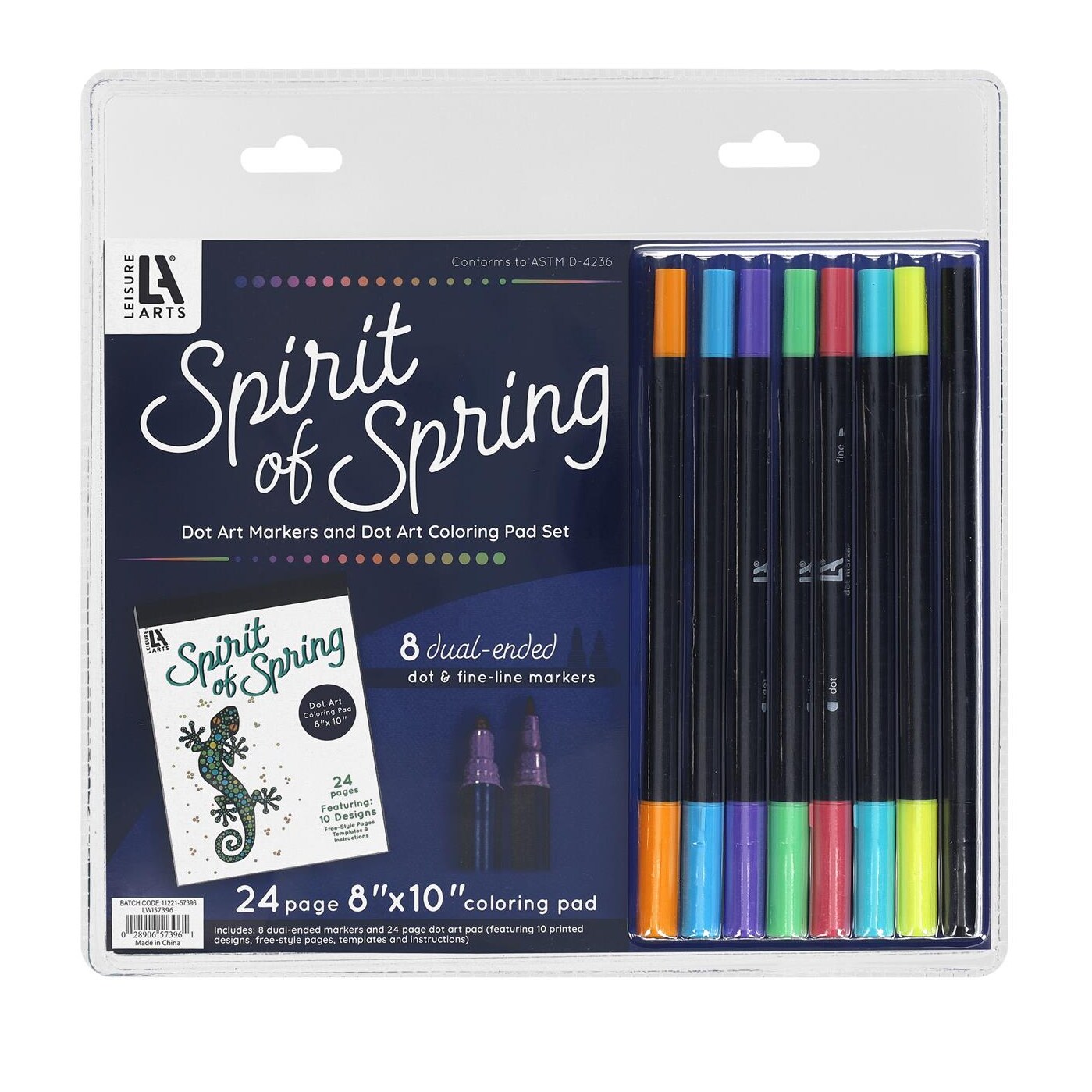 Leisure Arts Dot Art Pad/Marker Set, Spirit Of Spring, Dot Art, Marker Book, Art Activity Book, Coloring Paint Markers Coloring Book