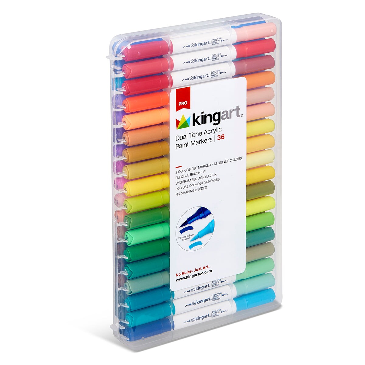 KINGART&#xAE; Dual Tone Acrylic Markers 36 Pens / 72 Colors