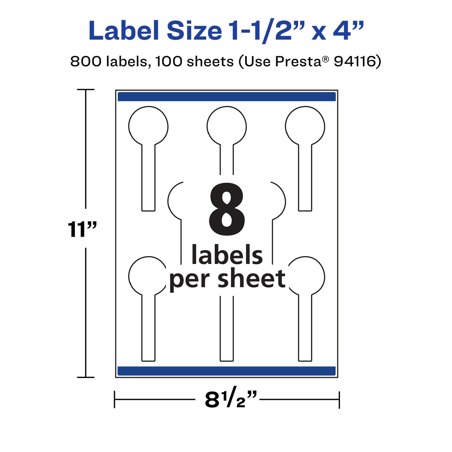Avery Glossy Clear Lollipop Labels with Sure Feed, 1.5&#x22; x 4&#x22;