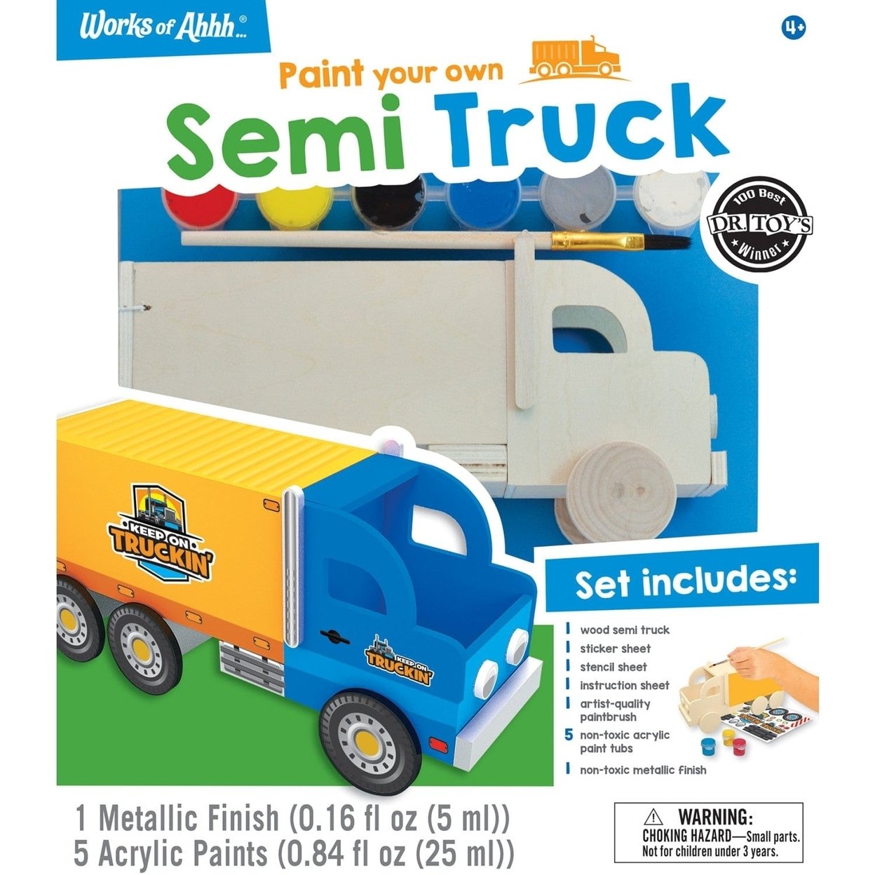 Semi Truck Wood Craft Paint Set Non-Toxic Acrylic And Metallic Paint Kit