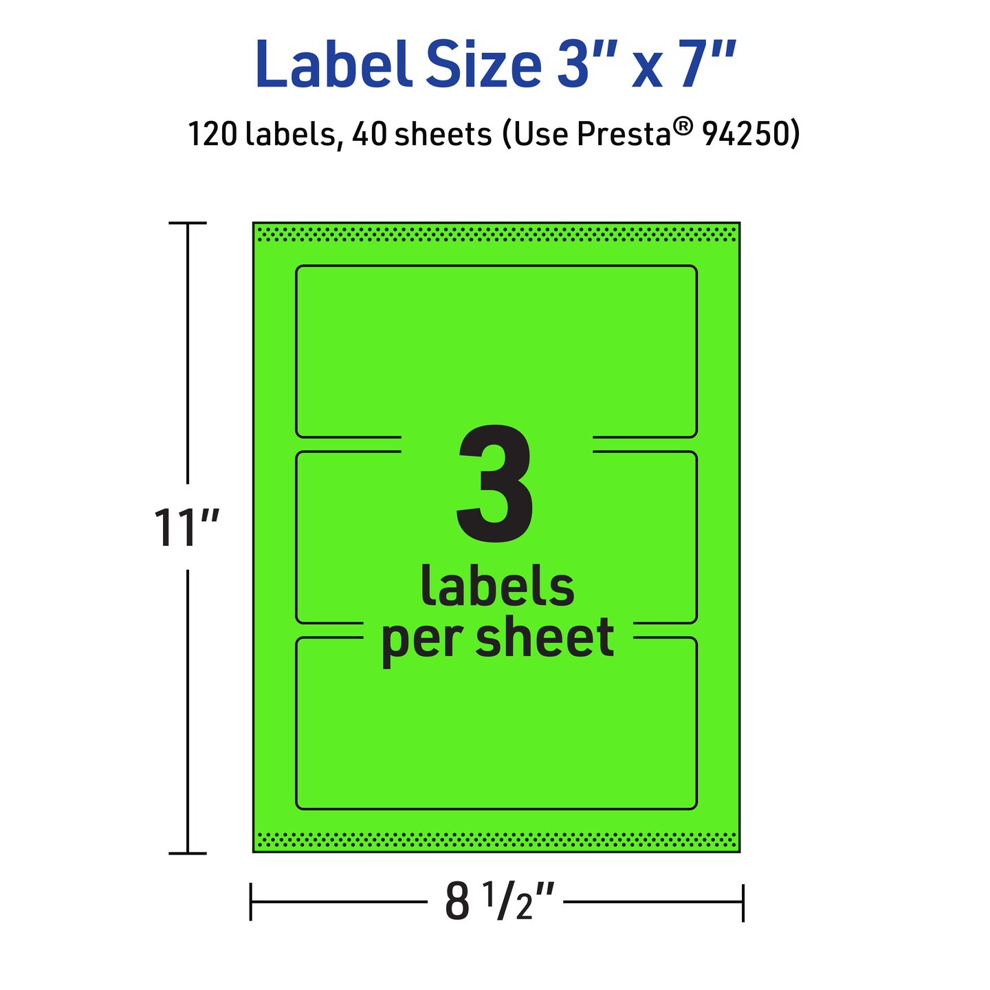 Avery Neon Green Paper Labels, 3&#x22; x 7&#x22; Rectangle