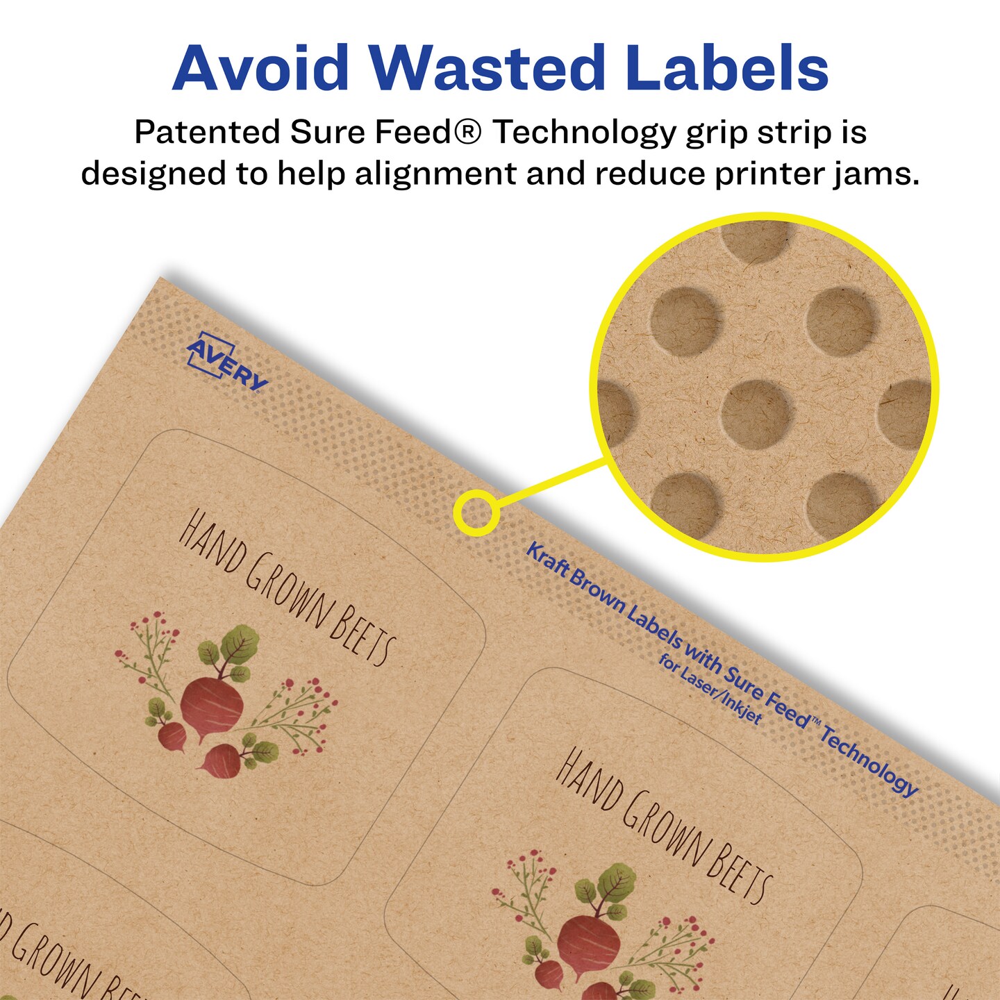 Avery Kraft Brown Arched Square Labels with Sure Feed, 2&#x22; x 2-3/16&#x22;