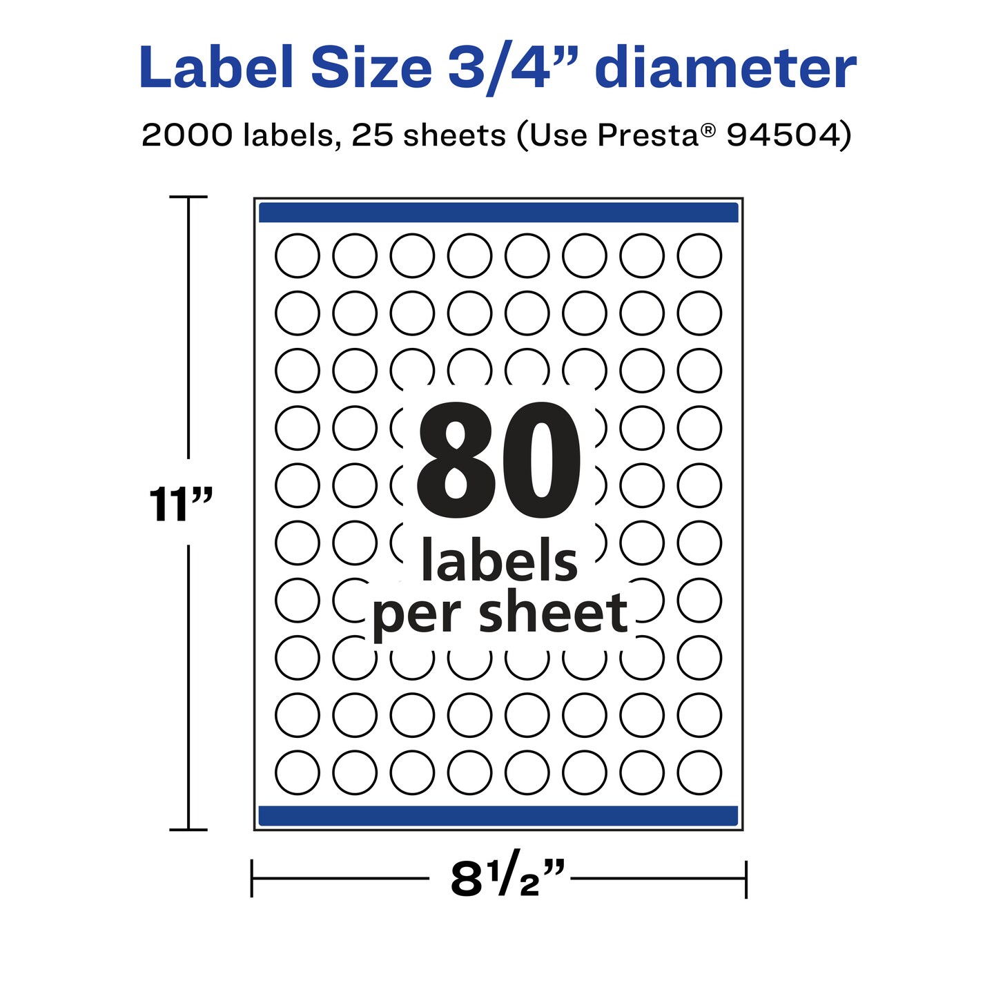 Avery Matte White Round Labels, 3/4&#x22; diameter