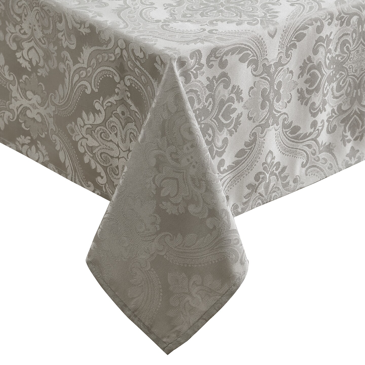 Threadmade Home Caiden Elegance Damask Tablecloth, Silver - 60"W x 102"L
