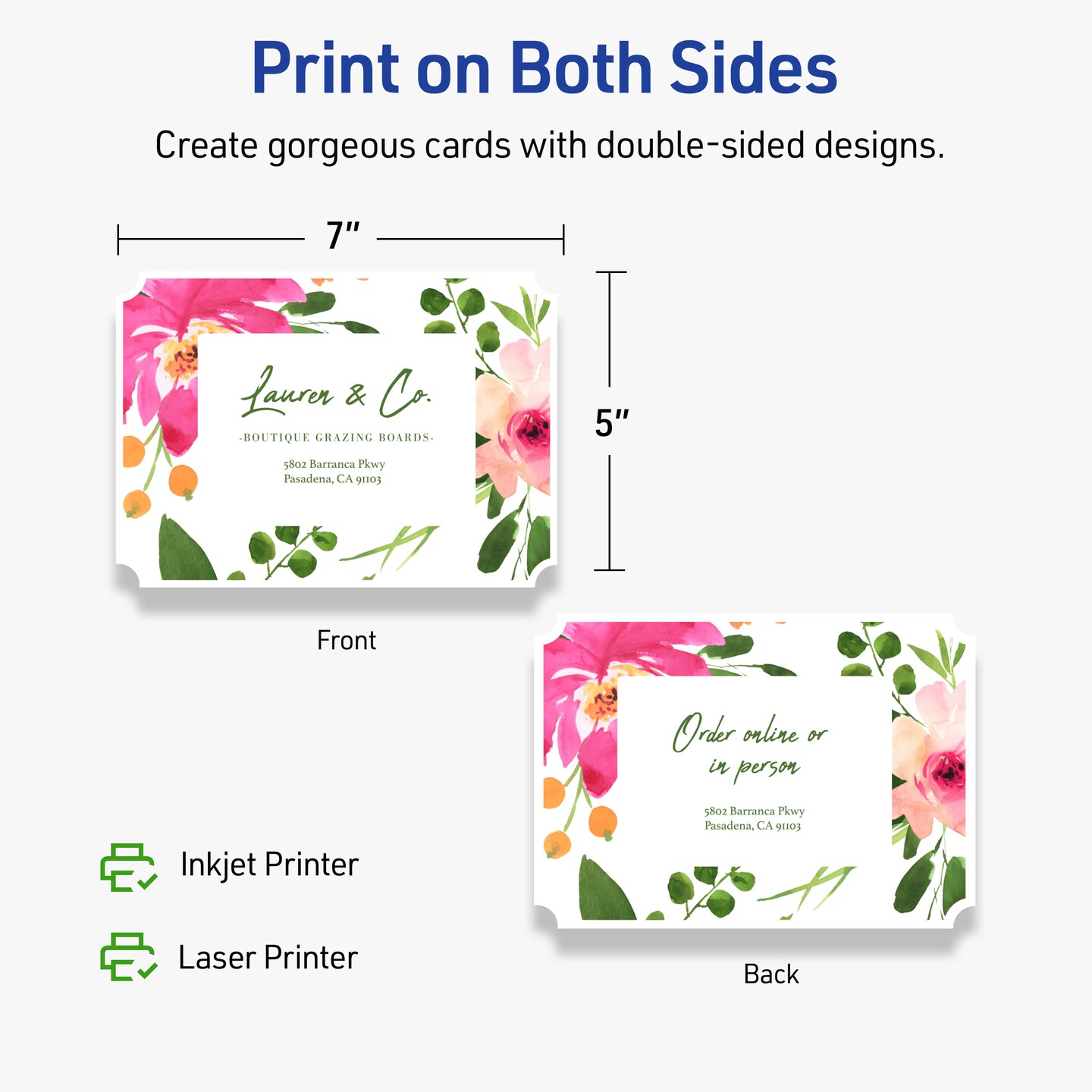Avery Matte White Invitation Cards, 5" x 7" Rectangle Scalloped Edge
