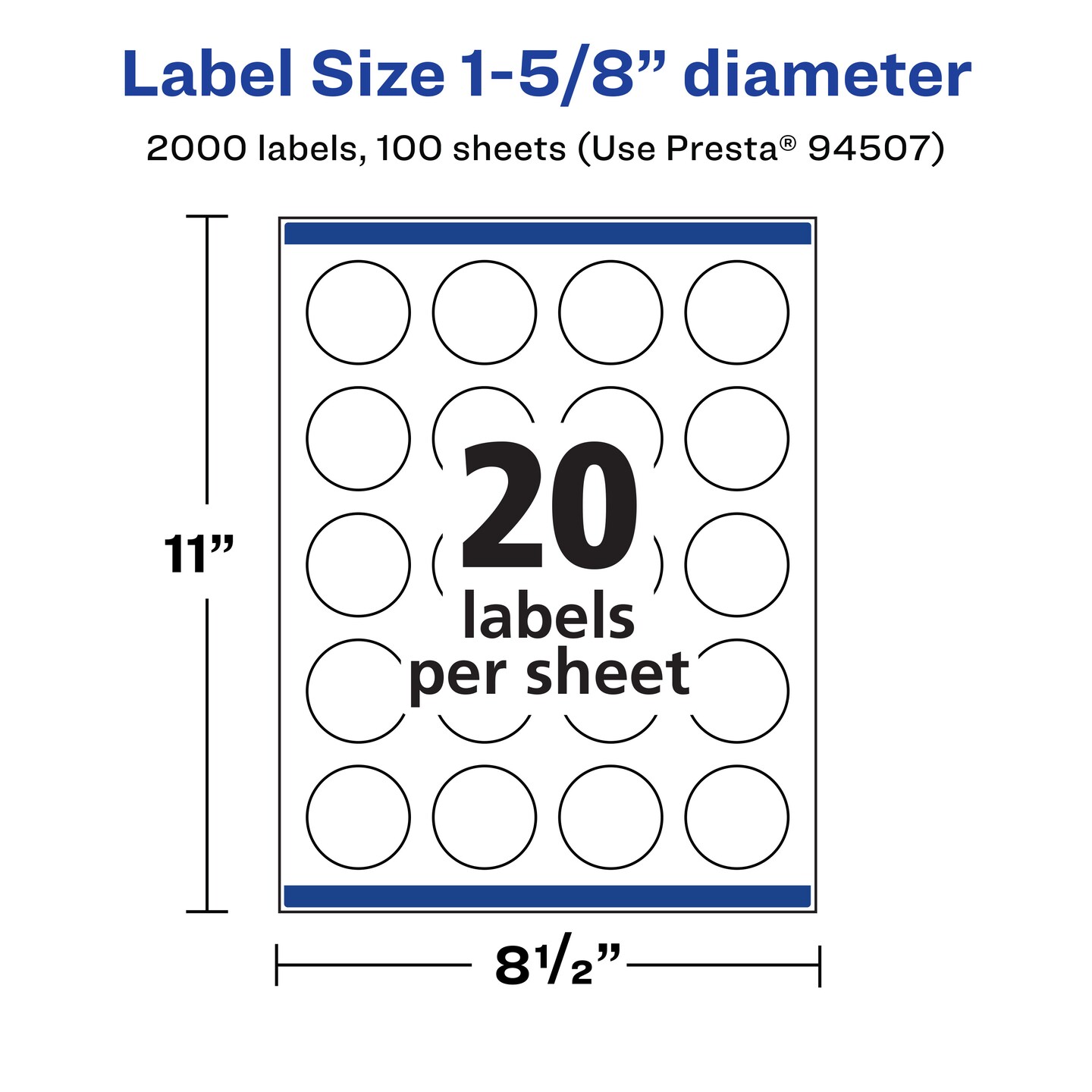Avery Durable Waterproof Round Labels with Sure Feed, 1-5/8&#x22; diameter