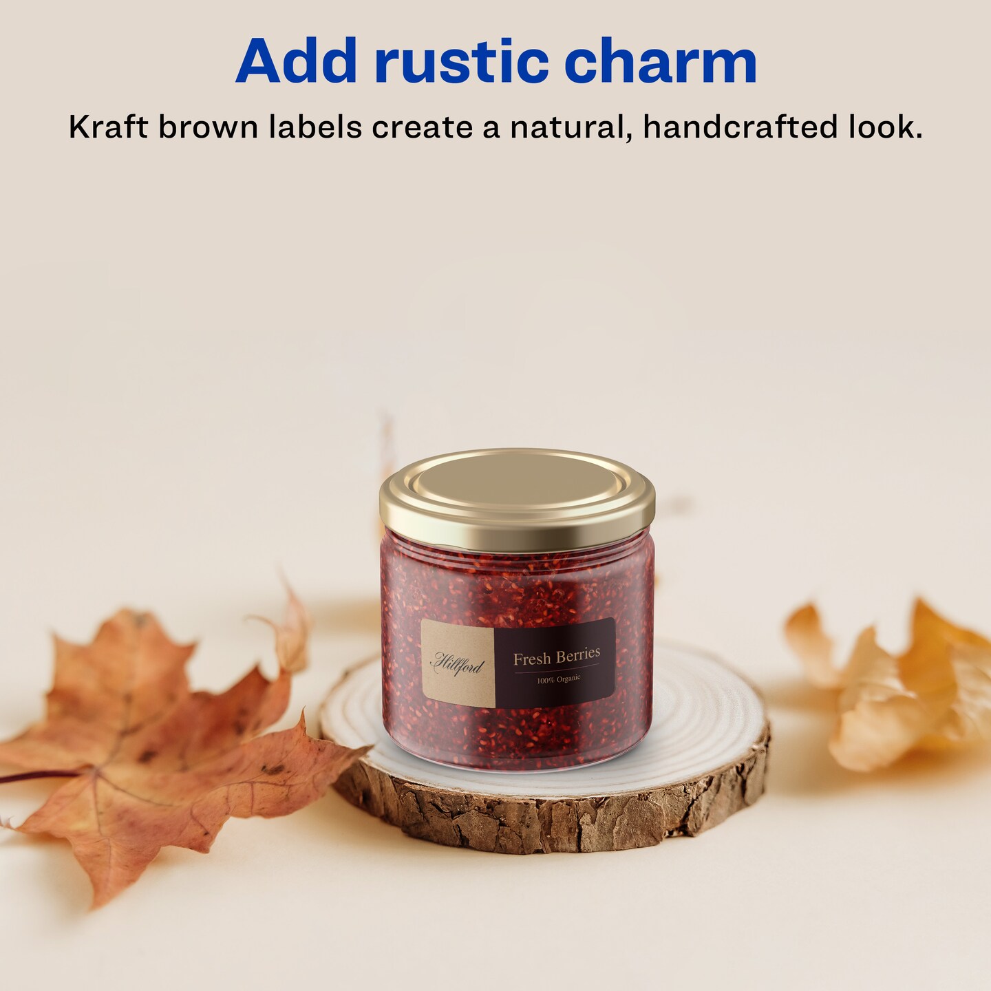 Avery Kraft Brown Rectangle Labels with Sure Feed, 1&#x22; x 2-5/8&#x22;