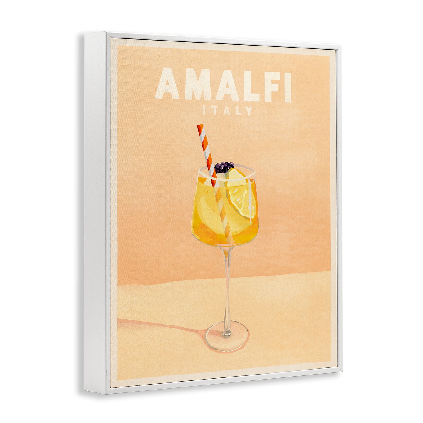 Stupell Industries Amalfi Italy with Cocktail Framed Giclee Wall Art Design by The Whiskey Ginger