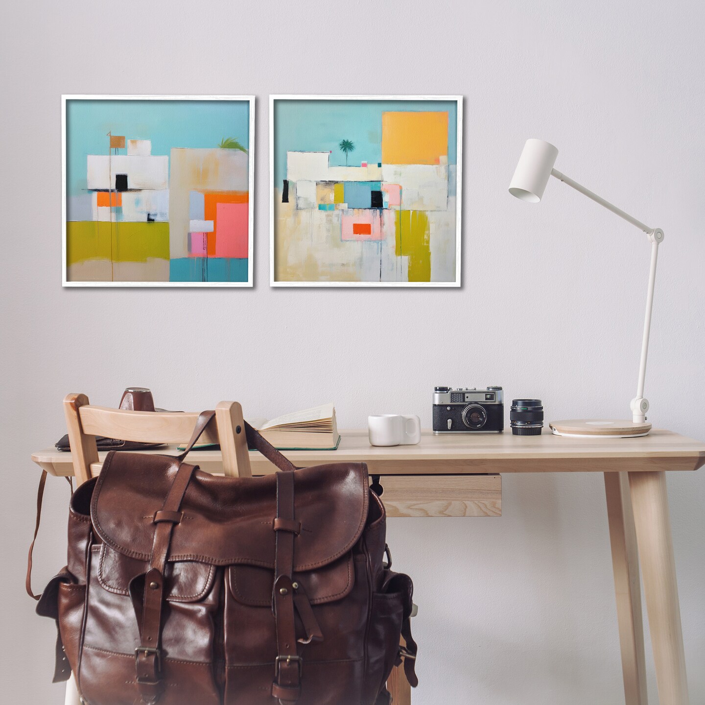 Stupell Industries Abstract Square Block Apartment 2 pc Framed Giclee Wall Art Set Design by Irena Orlov