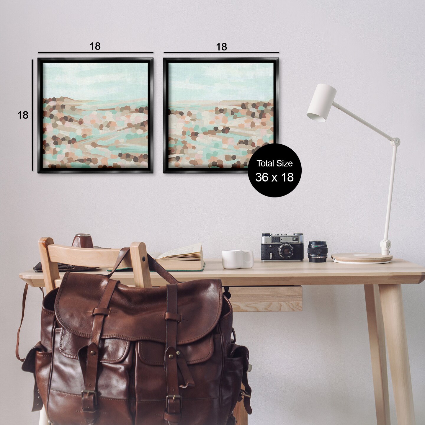 Stupell Industries Mint Pastel Abstract Vista 2 pc Framed Floater Canvas Wall Art Set Design by June Erica Vess