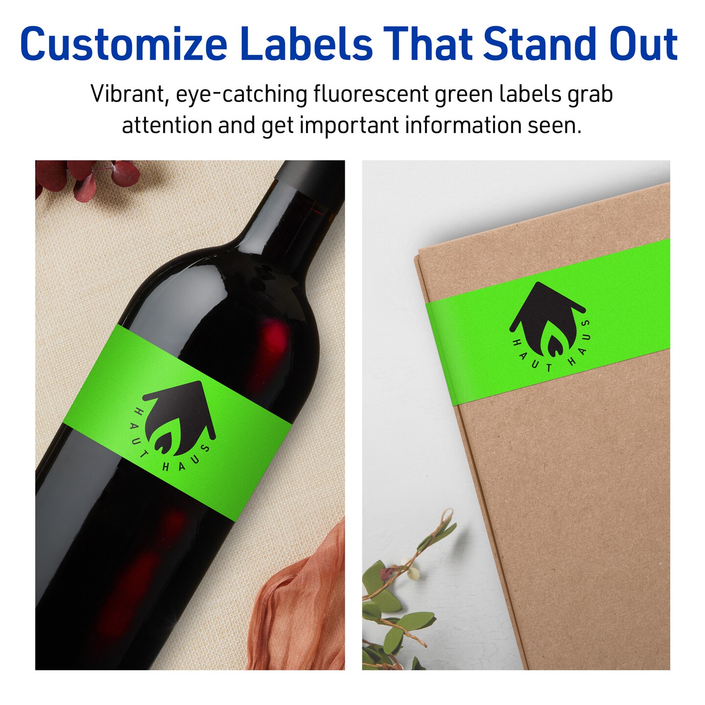 Avery Neon Green Paper Labels, 3&#x22; x 7&#x22; Rectangle