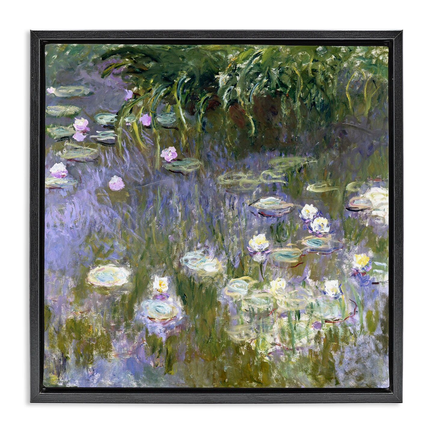 Stupell Industries Classic Monet White Water Lilies Framed Floater Canvas Wall Art Design by one1000paintings
